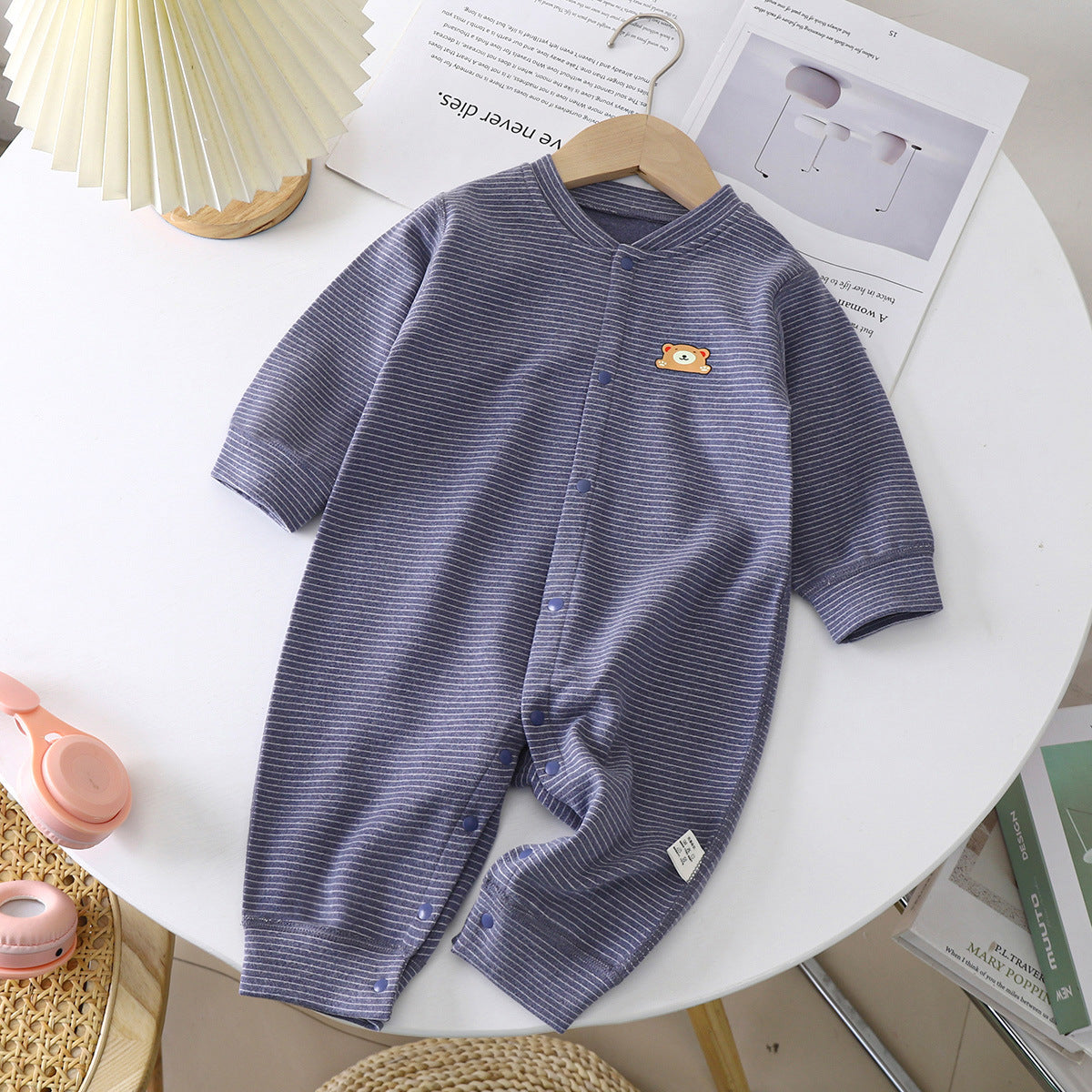 Cozy Stripes Baby Dralon Jumpsuit – Unisex Winter Romper - Little Dreamers Kingdom