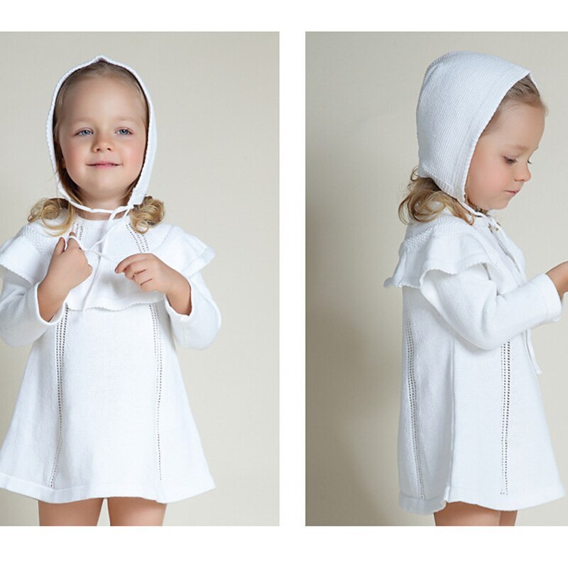 Cozy Ruffle Knit Dress – Cotton Comfort for Your Little Girl