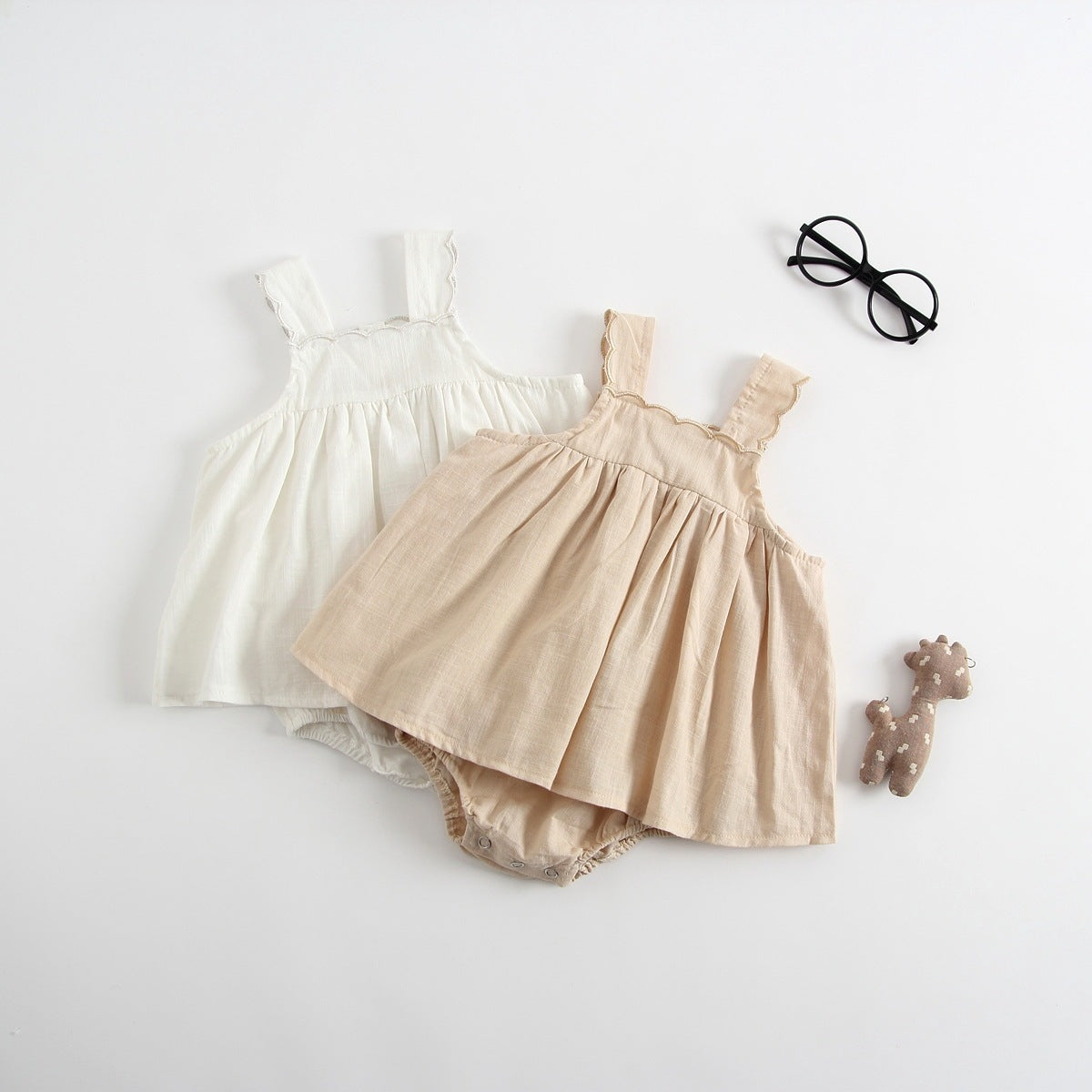 Baby Girl Ruffle Romper Dress – Soft Cotton One-Piece Bodysuit - Little Dreamers Kingdom
