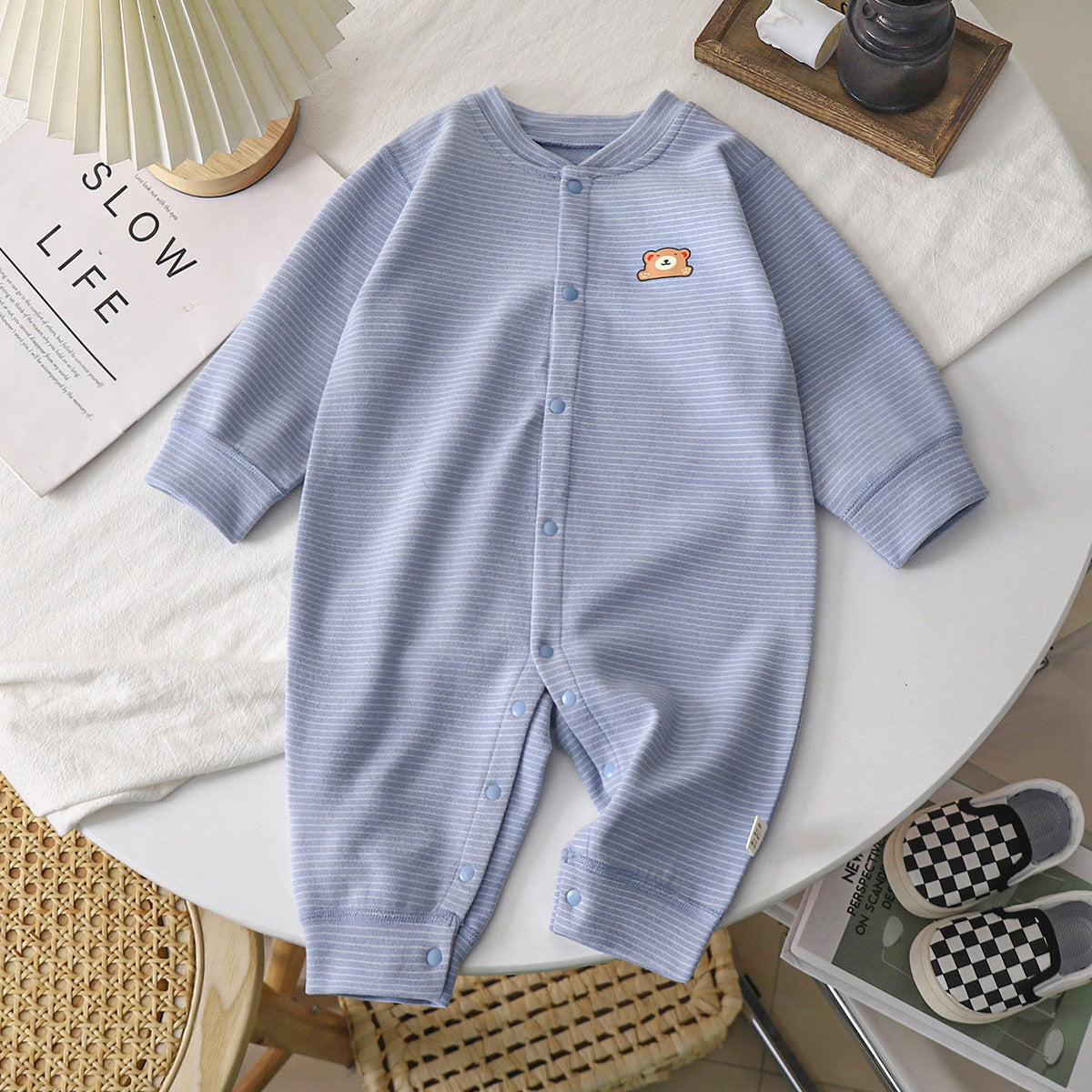 Cozy Stripes Baby Dralon Jumpsuit – Unisex Winter Romper - Little Dreamers Kingdom