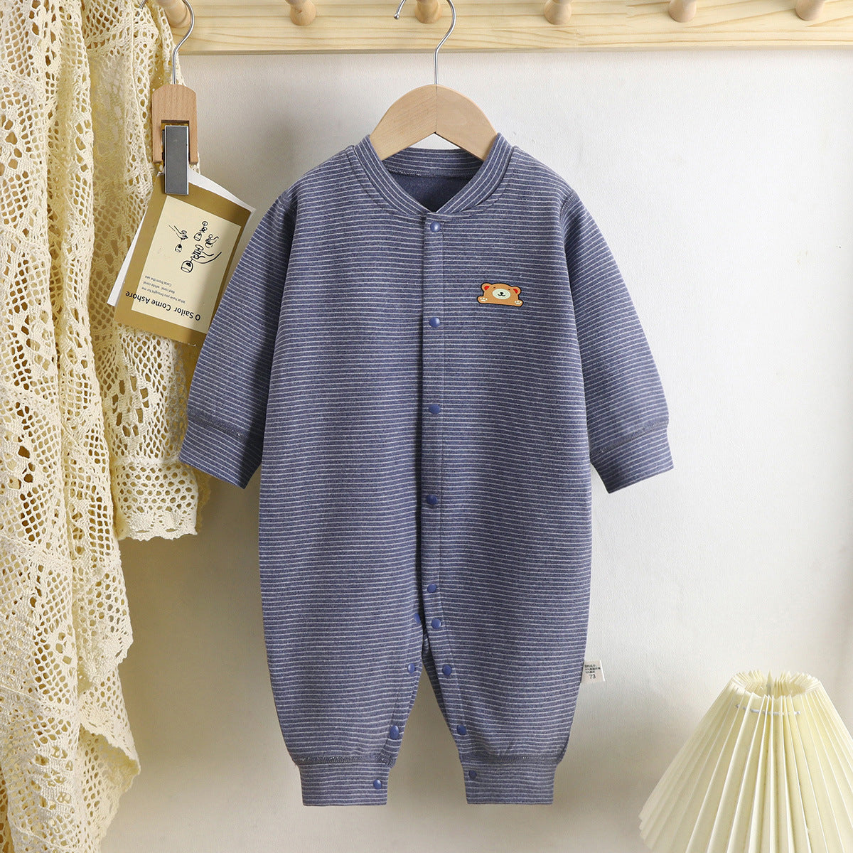 Cozy Stripes Baby Dralon Jumpsuit – Unisex Winter Romper - Little Dreamers Kingdom