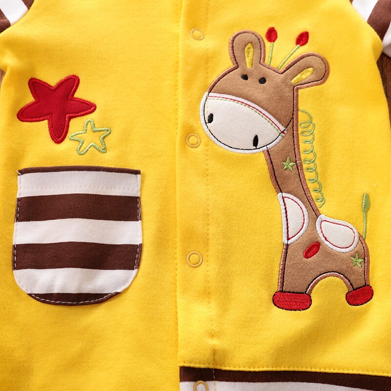 Baby Yellow Onesie – Long-Sleeve Baby Bodysuit with Giraffe Print - Little Dreamers Kingdom