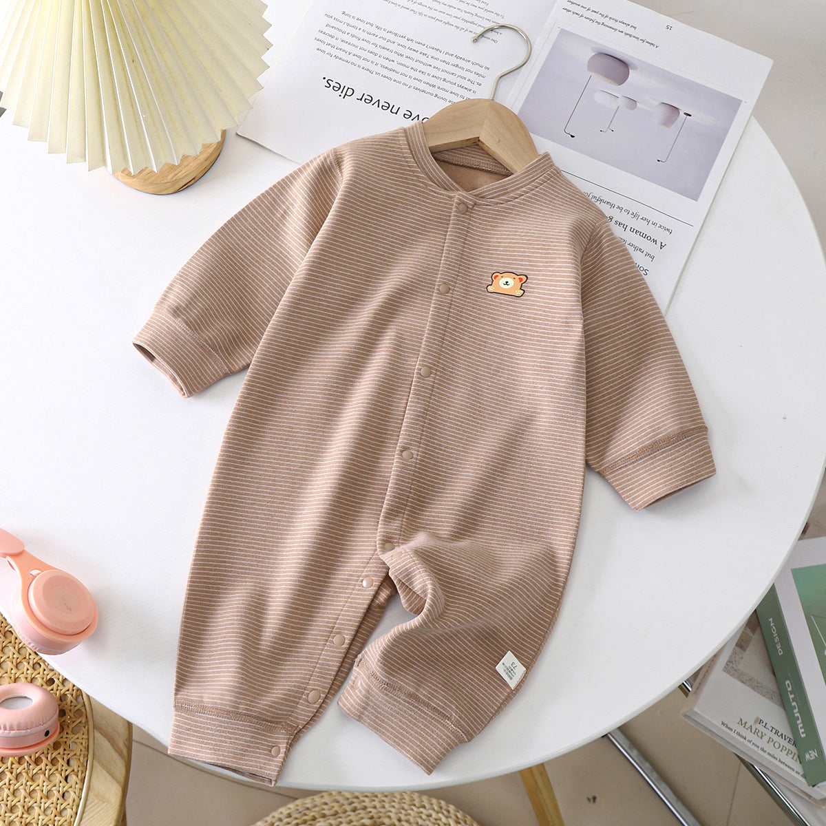 Cozy Stripes Baby Dralon Jumpsuit – Unisex Winter Romper - Little Dreamers Kingdom
