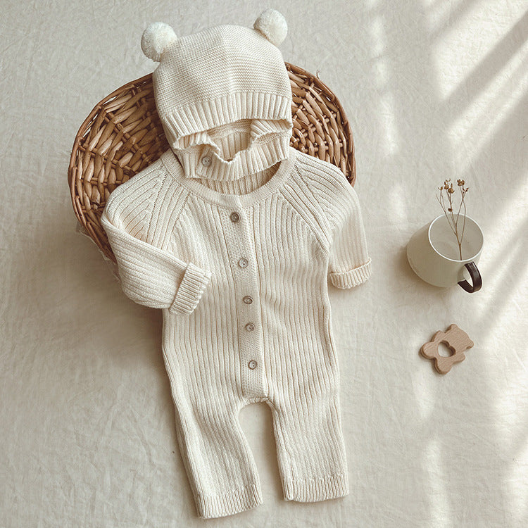 Cozy Cotton Knit Baby Jumpsuit - Little Dreamers Kingdom