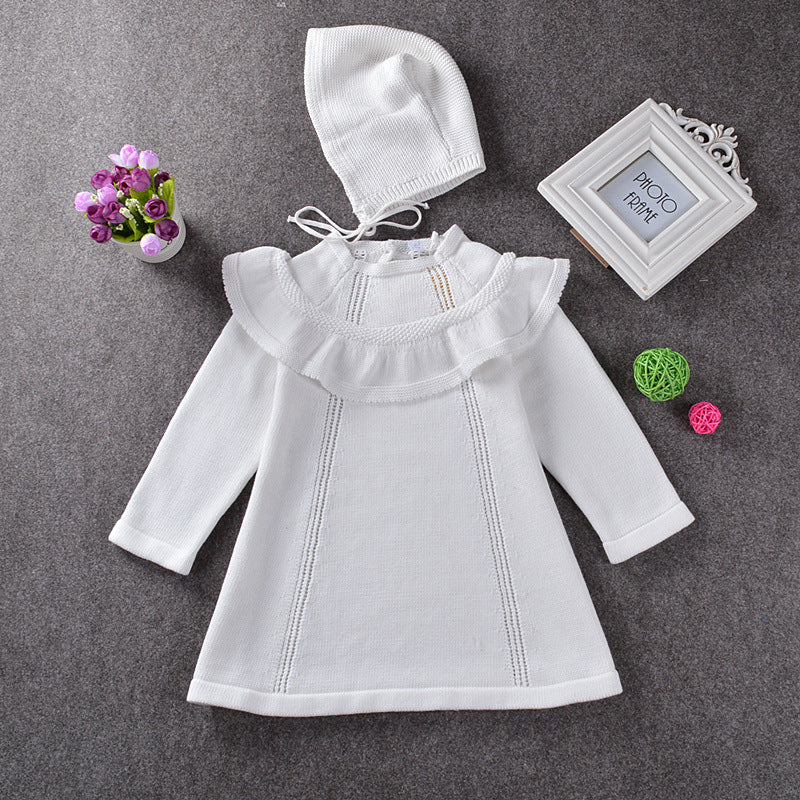Cozy Ruffle Knit Dress – Cotton Comfort for Your Little Girl