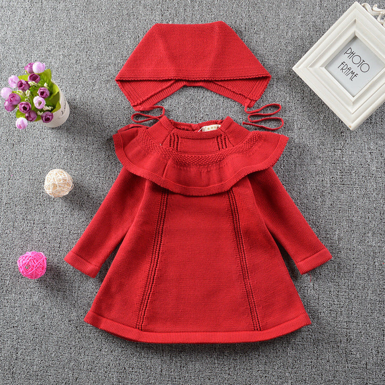 Cozy Ruffle Knit Dress – Cotton Comfort for Your Little Girl