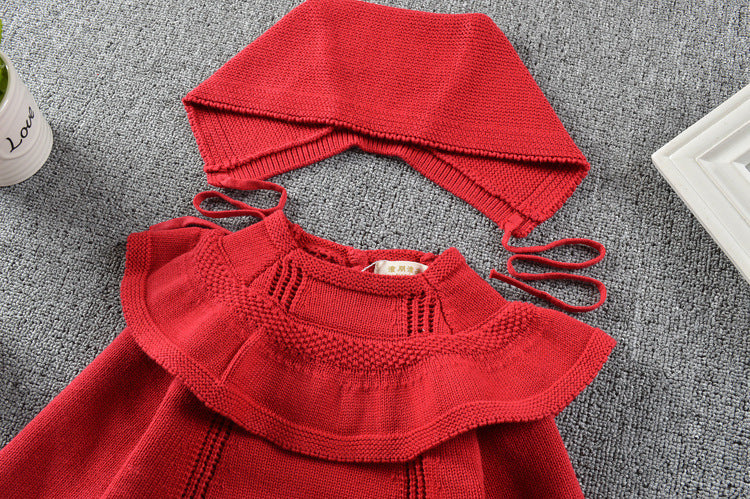 Cozy Ruffle Knit Dress – Cotton Comfort for Your Little Girl