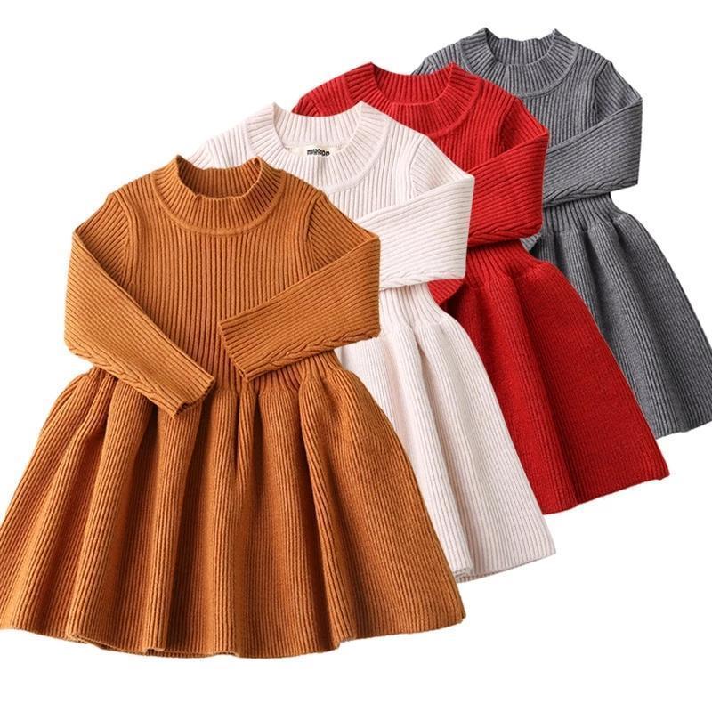 Cozy Elegance Baby Knit Dress – Long Sleeve Winter Skirt