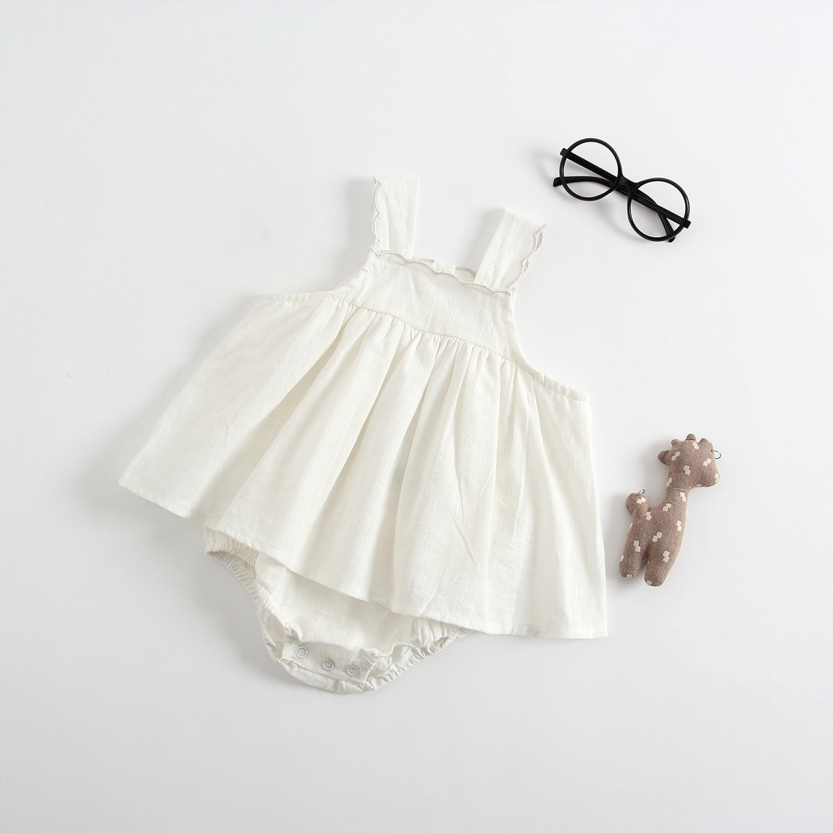 Baby Girl Ruffle Romper Dress – Soft Cotton One-Piece Bodysuit