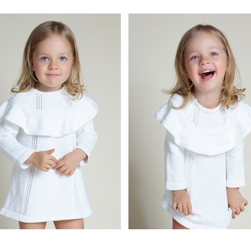 Cozy Ruffle Knit Dress – Cotton Comfort for Your Little Girl