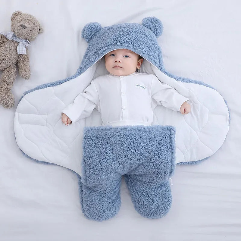 Baby Sleeping Bag Ultra-Soft Fluffy Fleece Newborn Cocoon Blanket