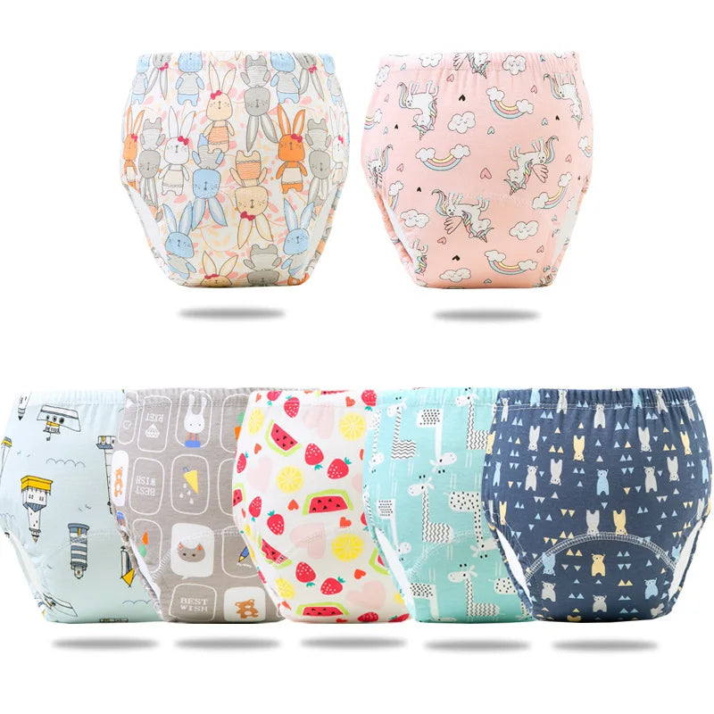 6-Layer Reusable Diapers – Waterproof Cotton Diaper Shorts for Boys and Girls